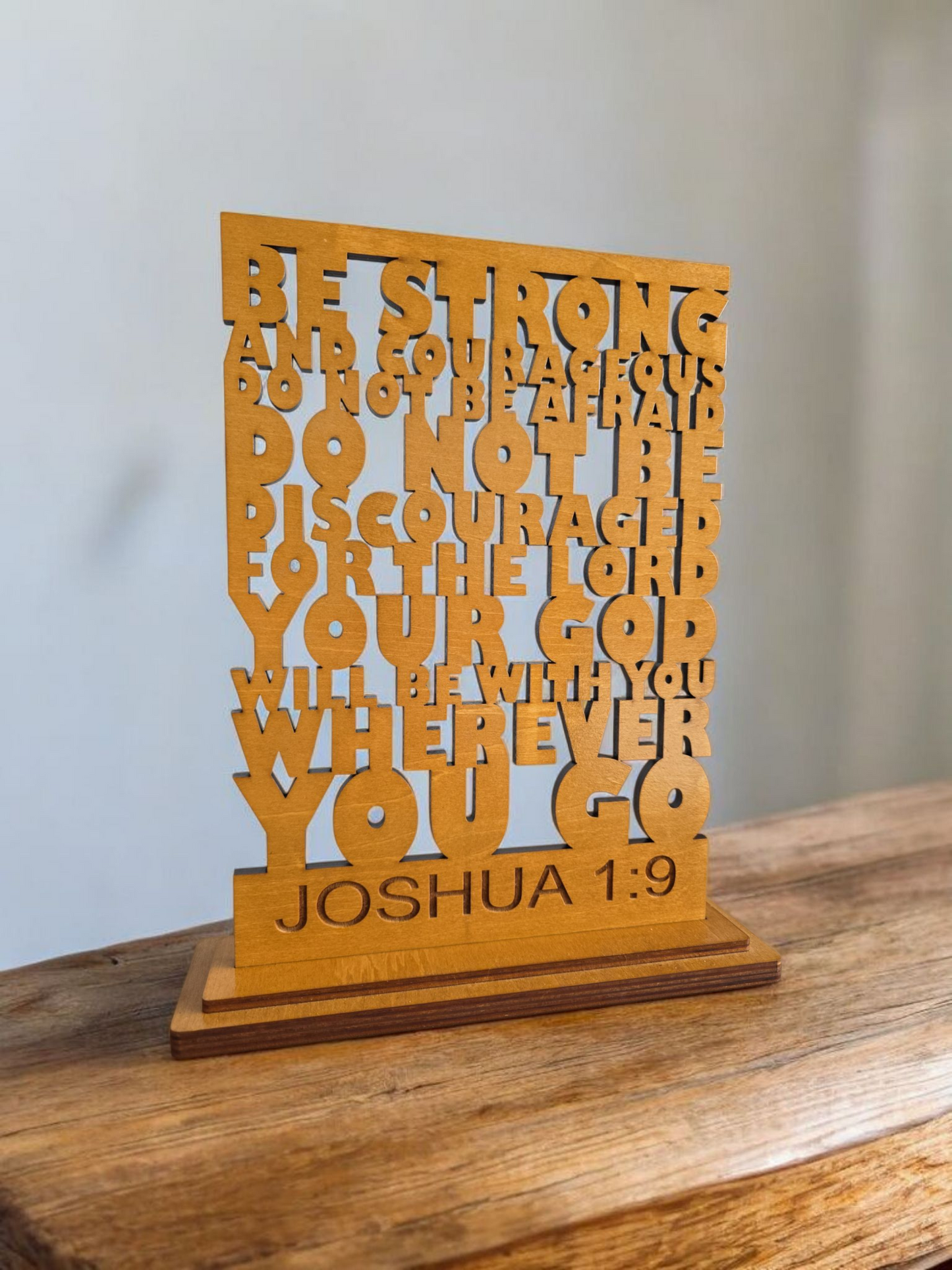 Wooden Bible Verse Joshua 1:9