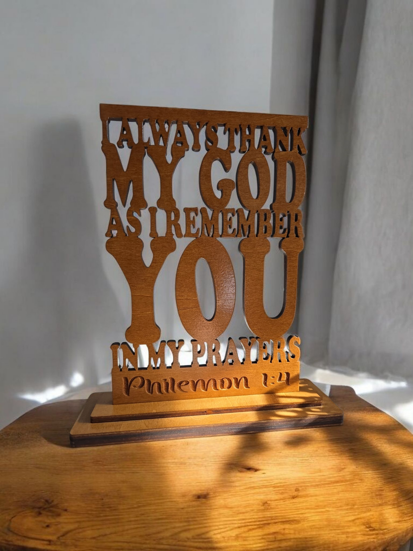 Wooden Bible Verse Philemon 1:4