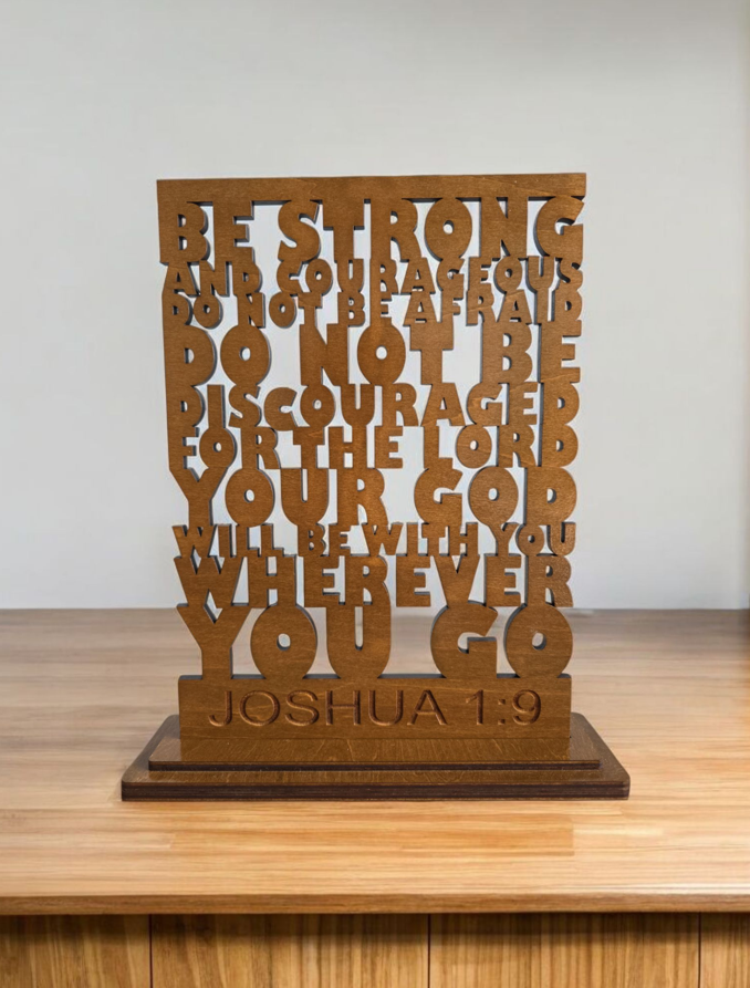 Wooden Bible Verse Joshua 1:9