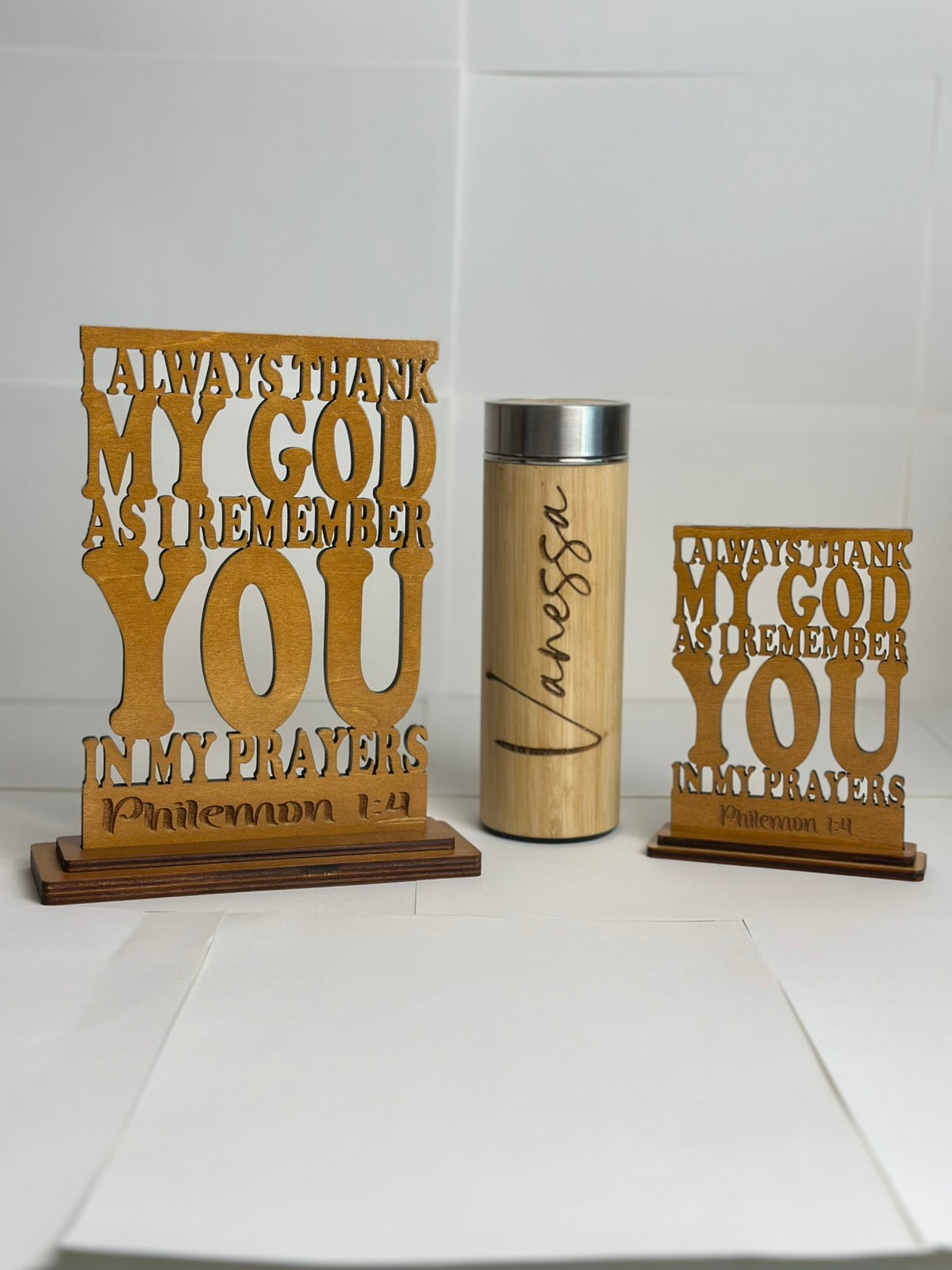 Wooden Bible Verse Philemon 1:4