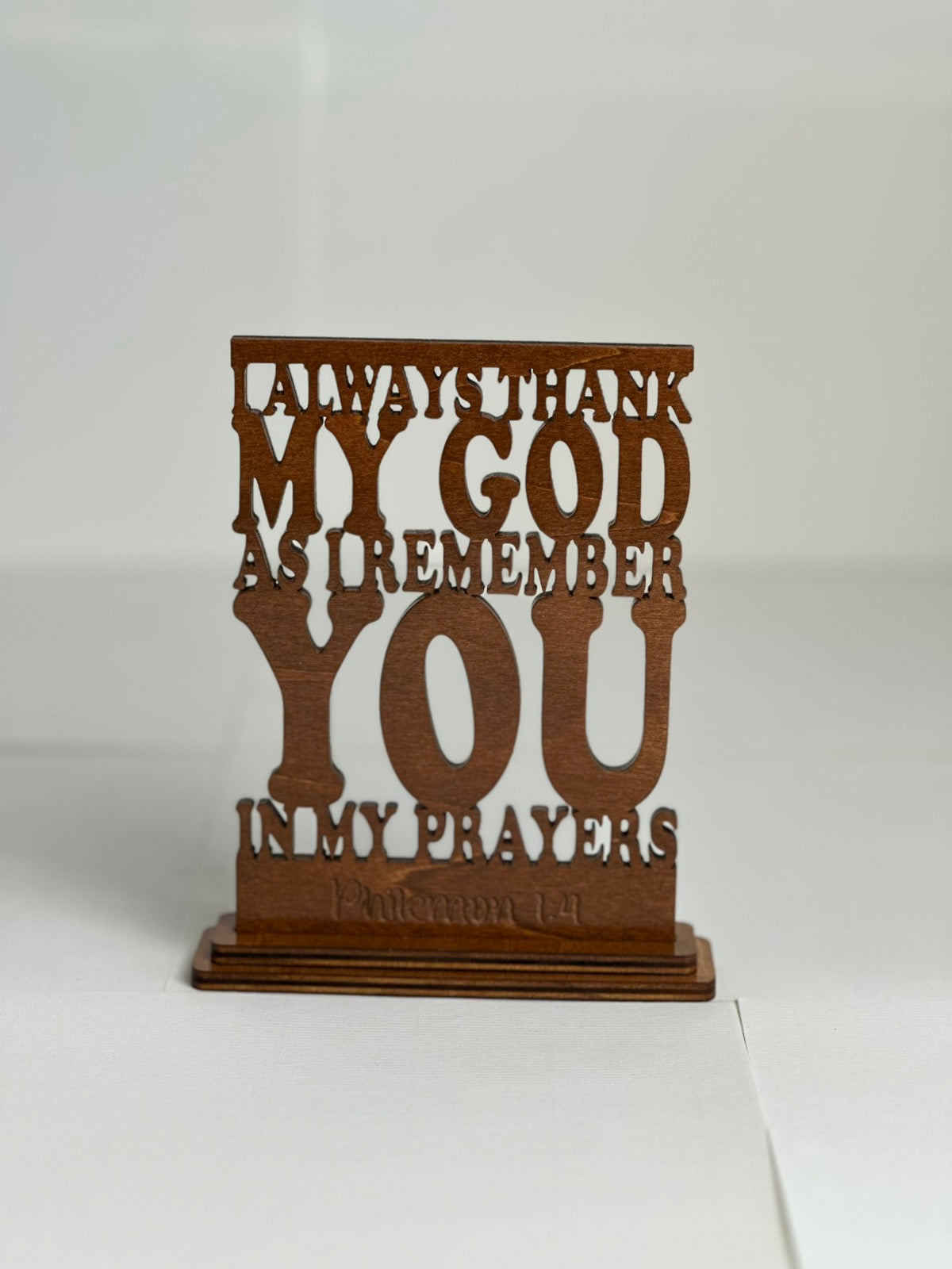 Wooden Bible Verse Philemon 1:4